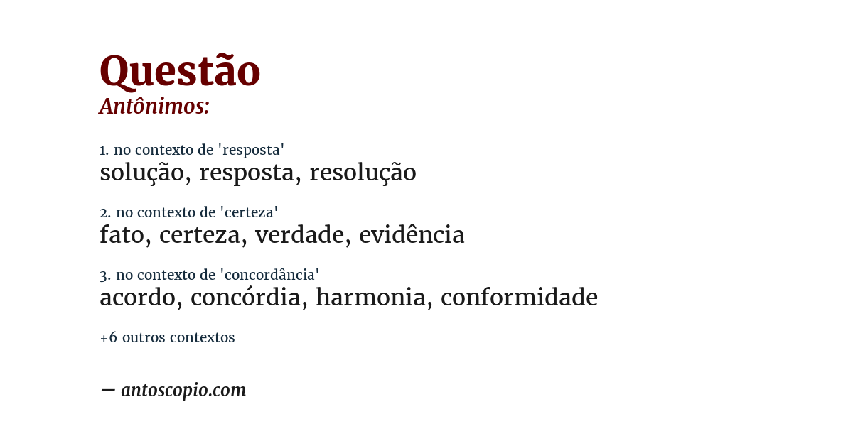 Antônimo de questão