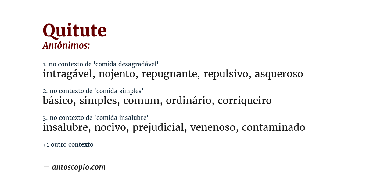 Antônimo de quitute