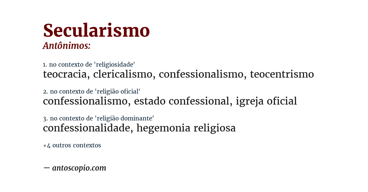Antônimo de secularismo