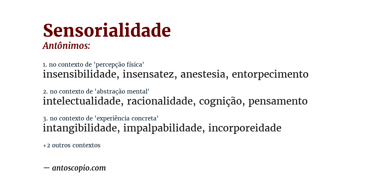 Antônimo de sensorialidade