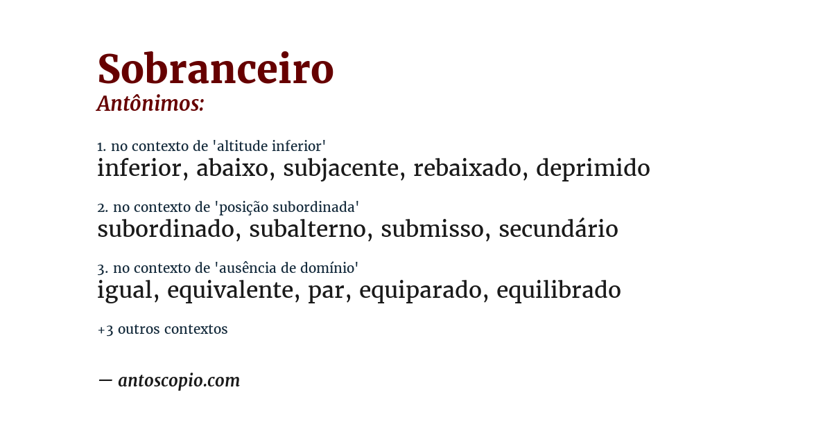 Antônimo de sobranceiro