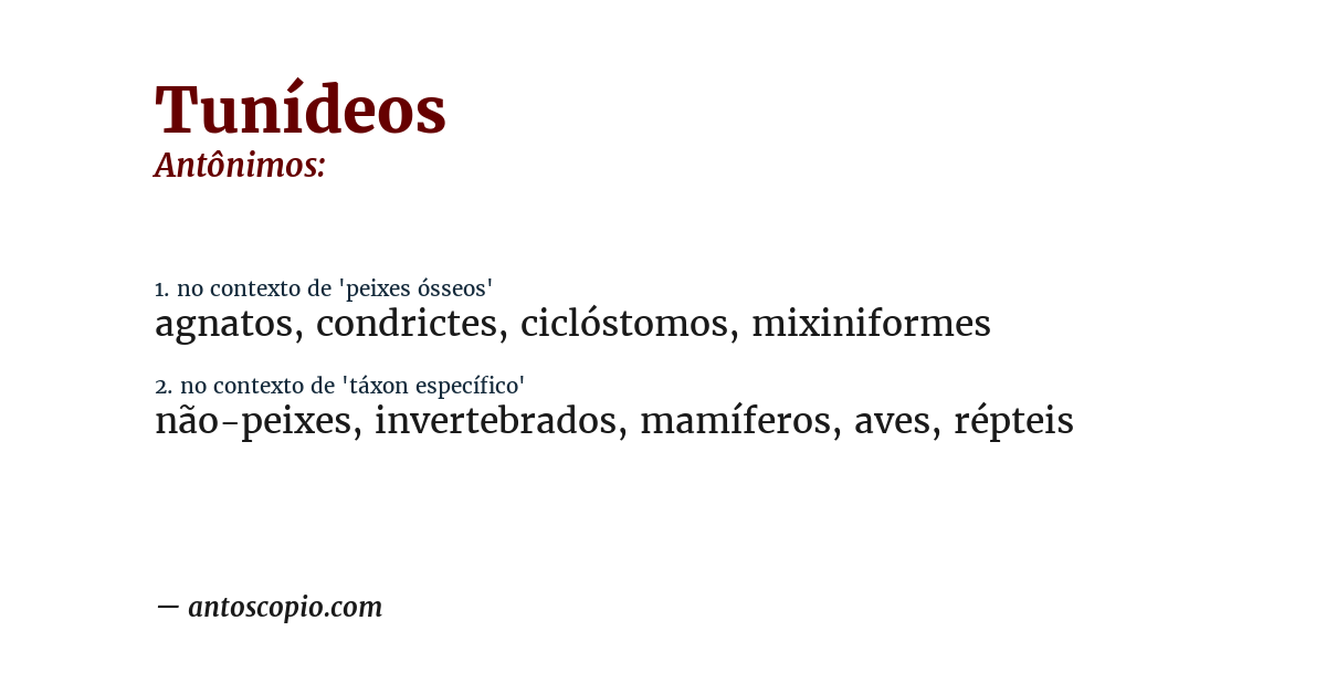 Antônimo de tunídeos