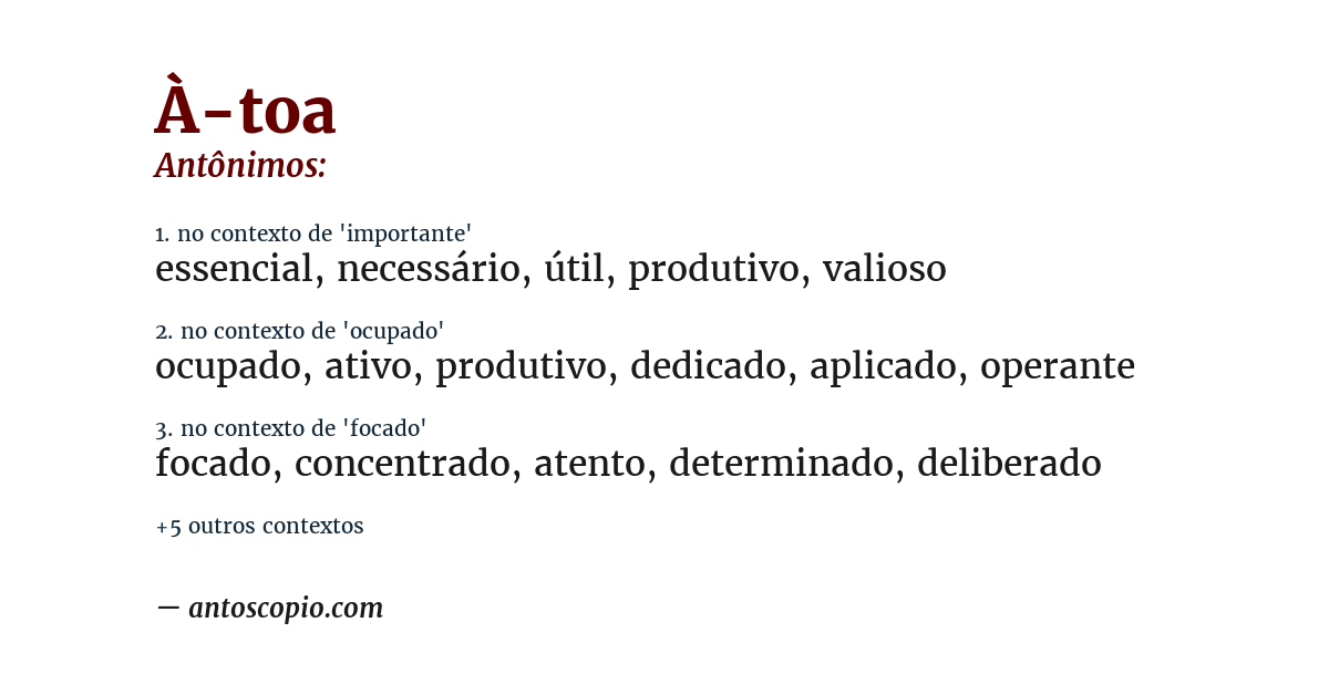 Antônimo de à-toa