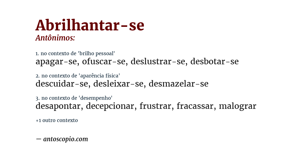 Antônimo de abrilhantar-se