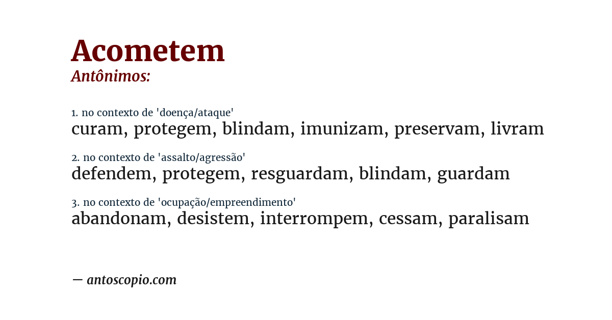 Antônimo de acometem