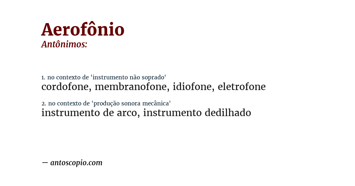 Antônimo de aerofônio