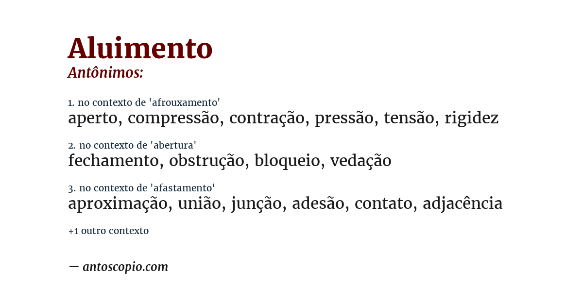 Antônimo de aluimento