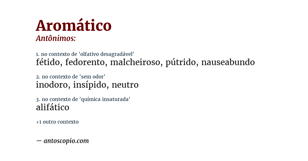 Antônimo de aromático