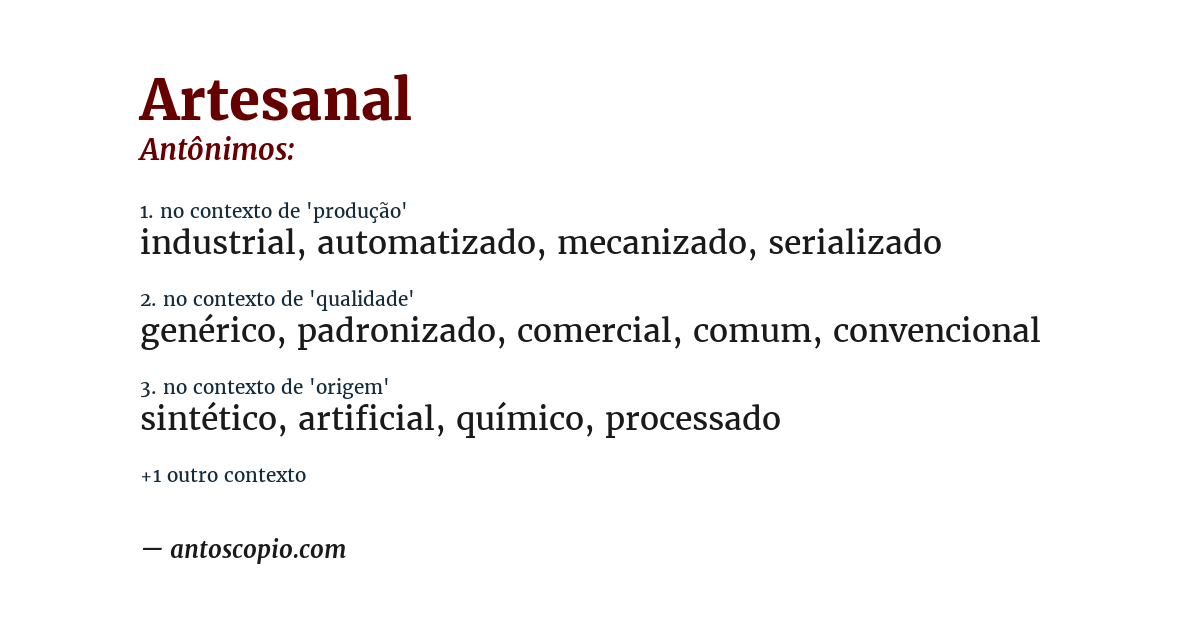 Antônimo de artesanal