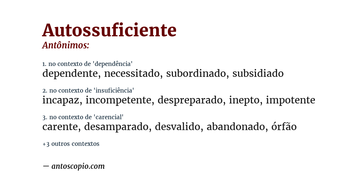 Antônimo de autossuficiente