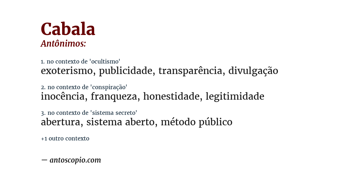 Antônimo de cabala