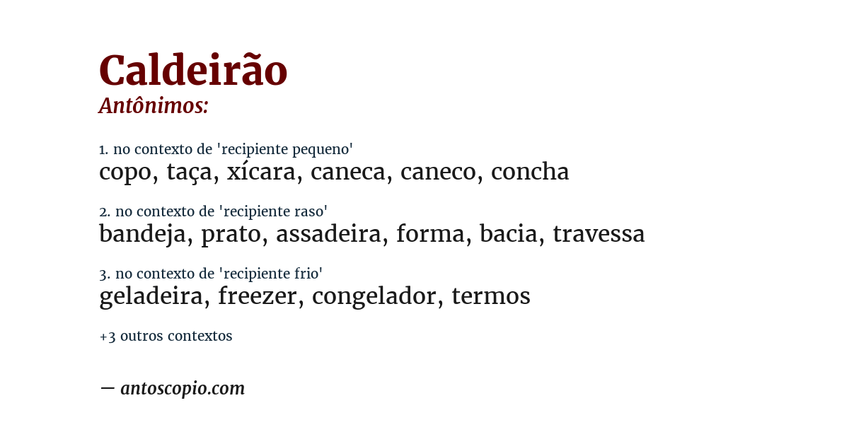 Antônimo de caldeirão