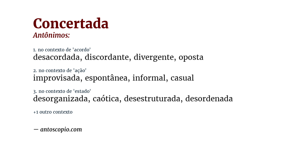Antônimo de concertada