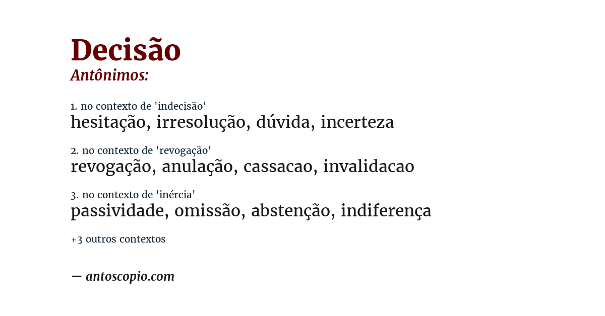 Antônimo de decisão
