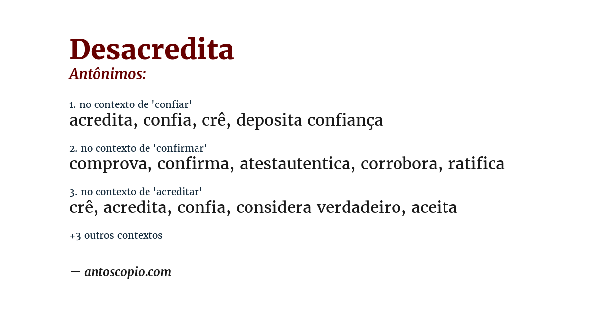 Antônimo de desacredita