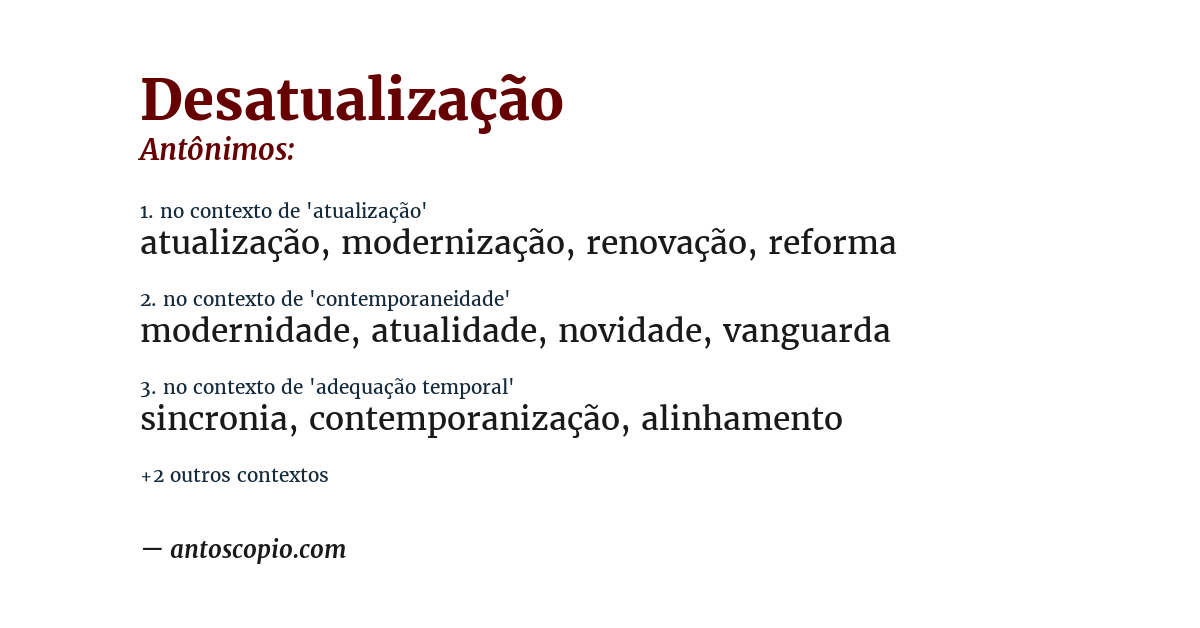 Antônimo de desatualização
