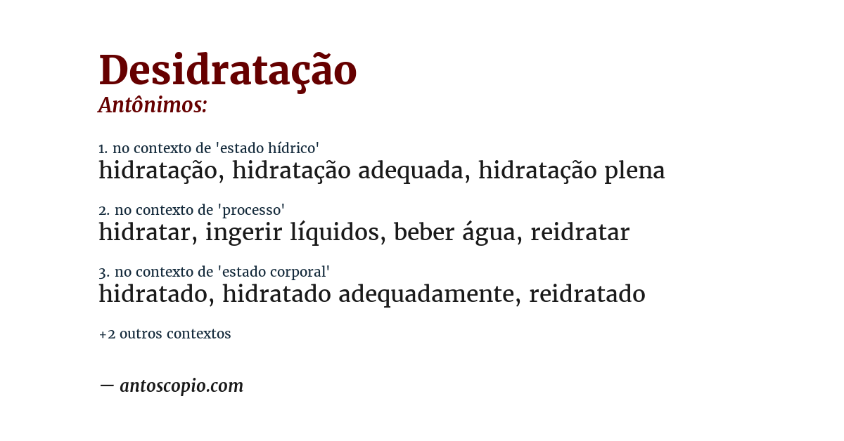 Antônimo de desidratação