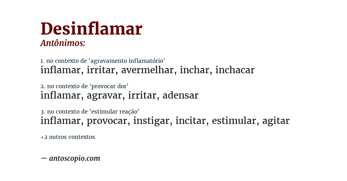 Antônimo de desinflamar
