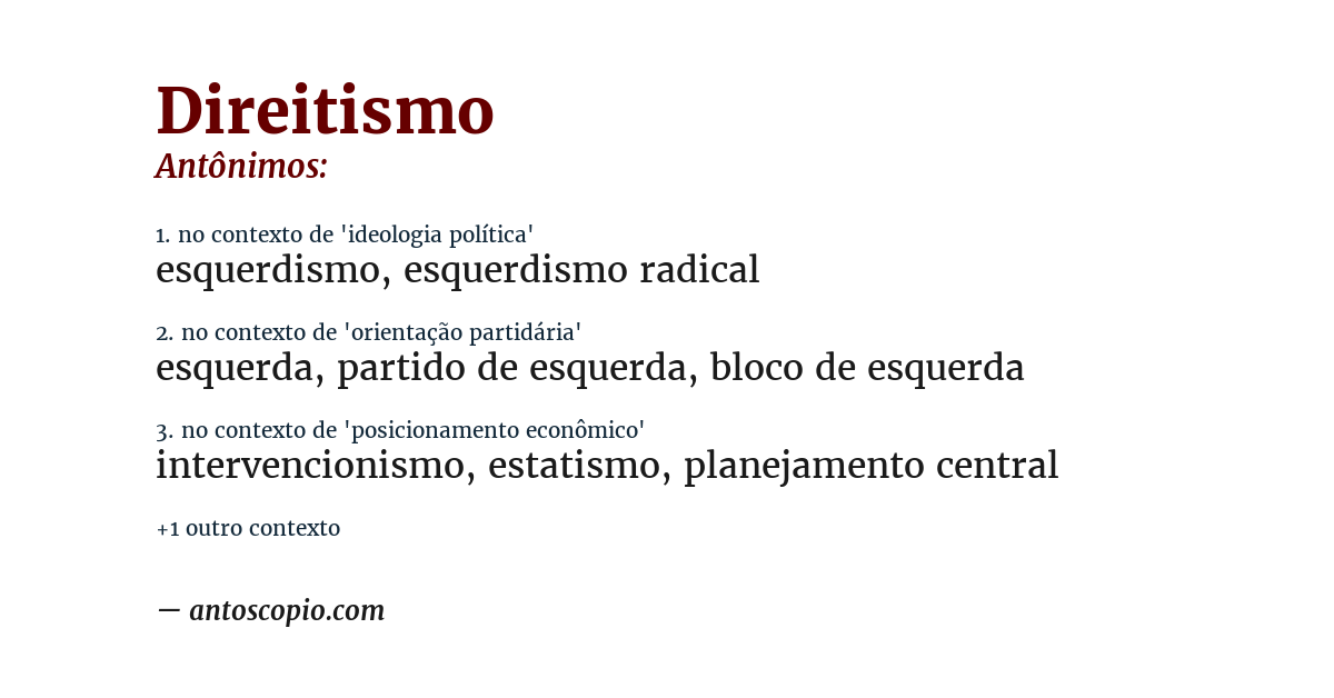 Antônimo de direitismo