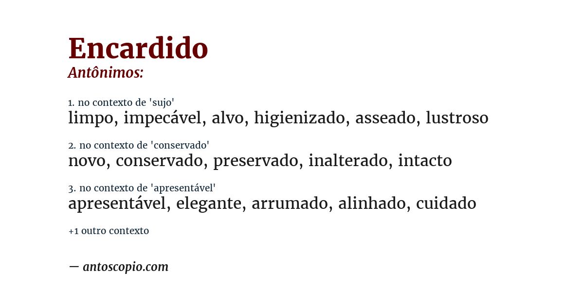 Antônimo de encardido