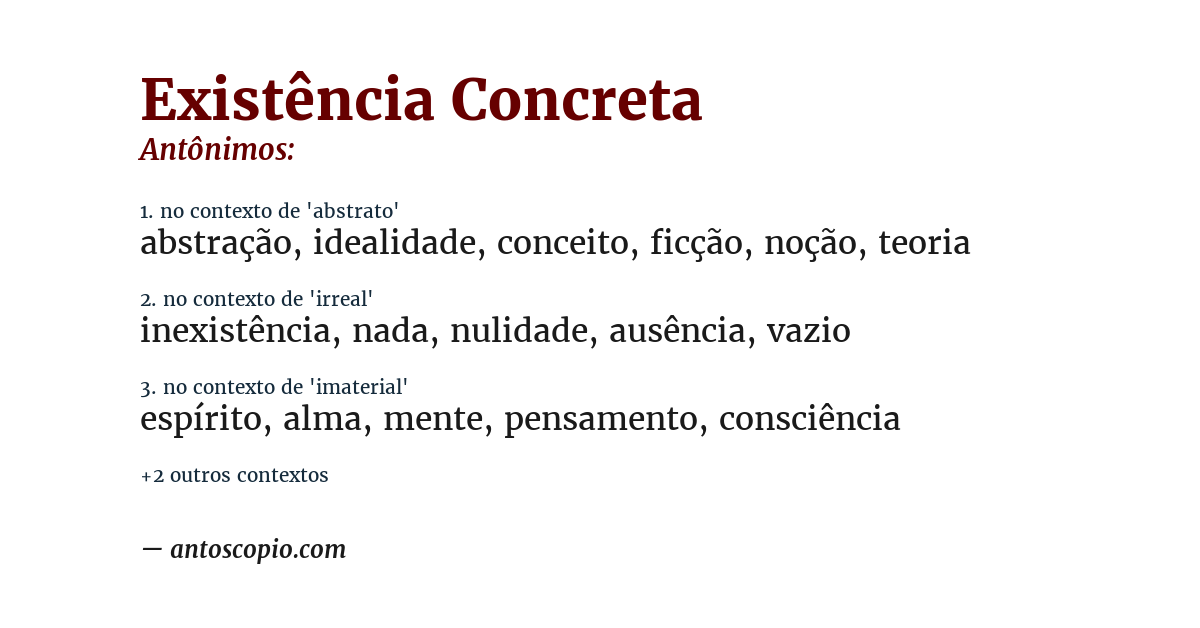Antônimo de existência concreta
