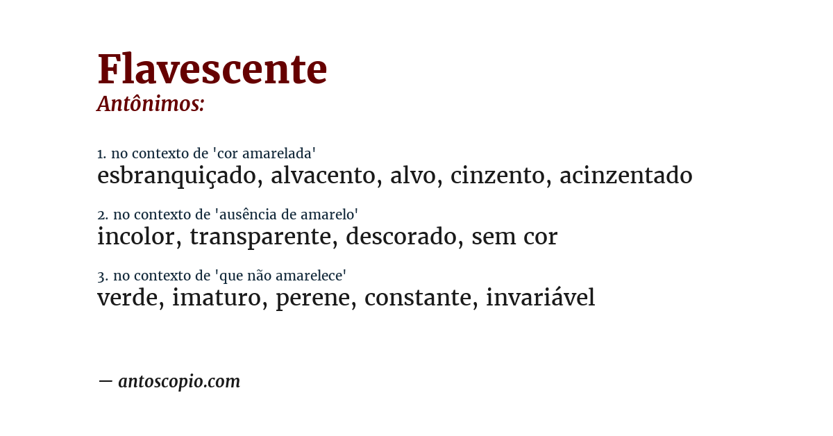 Antônimo de flavescente