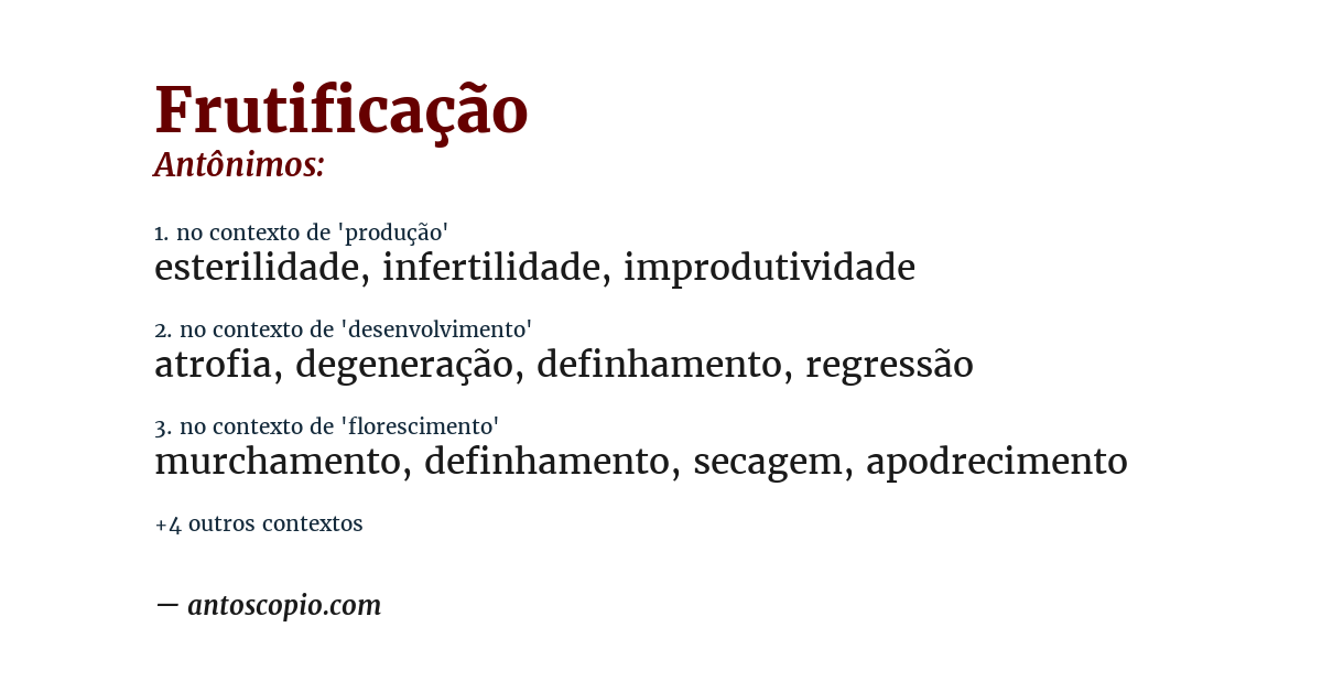 Antônimo de frutificação