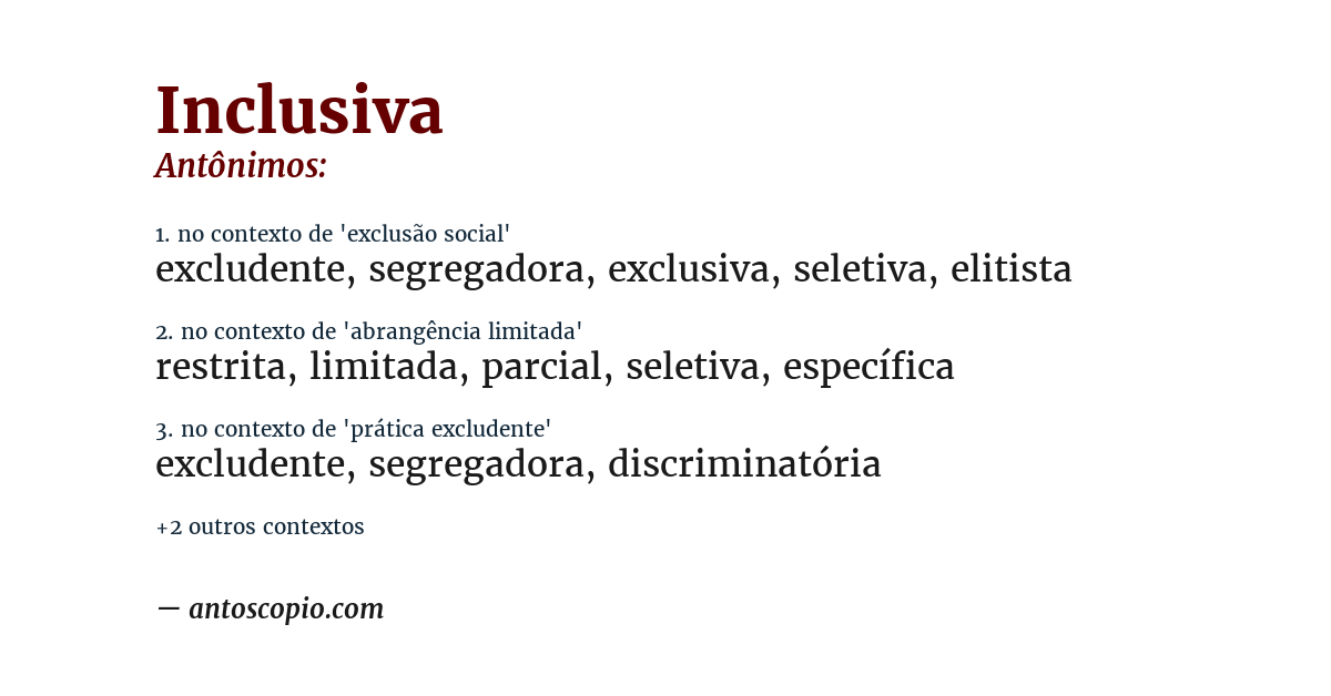 Antônimo de inclusiva