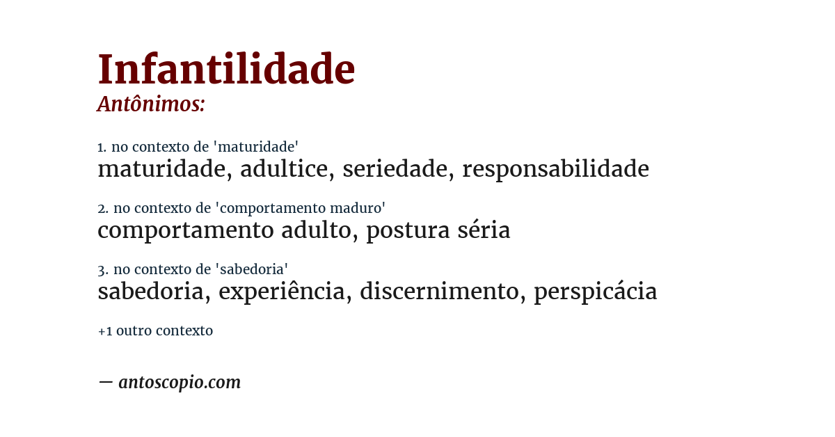 Antônimo de infantilidade