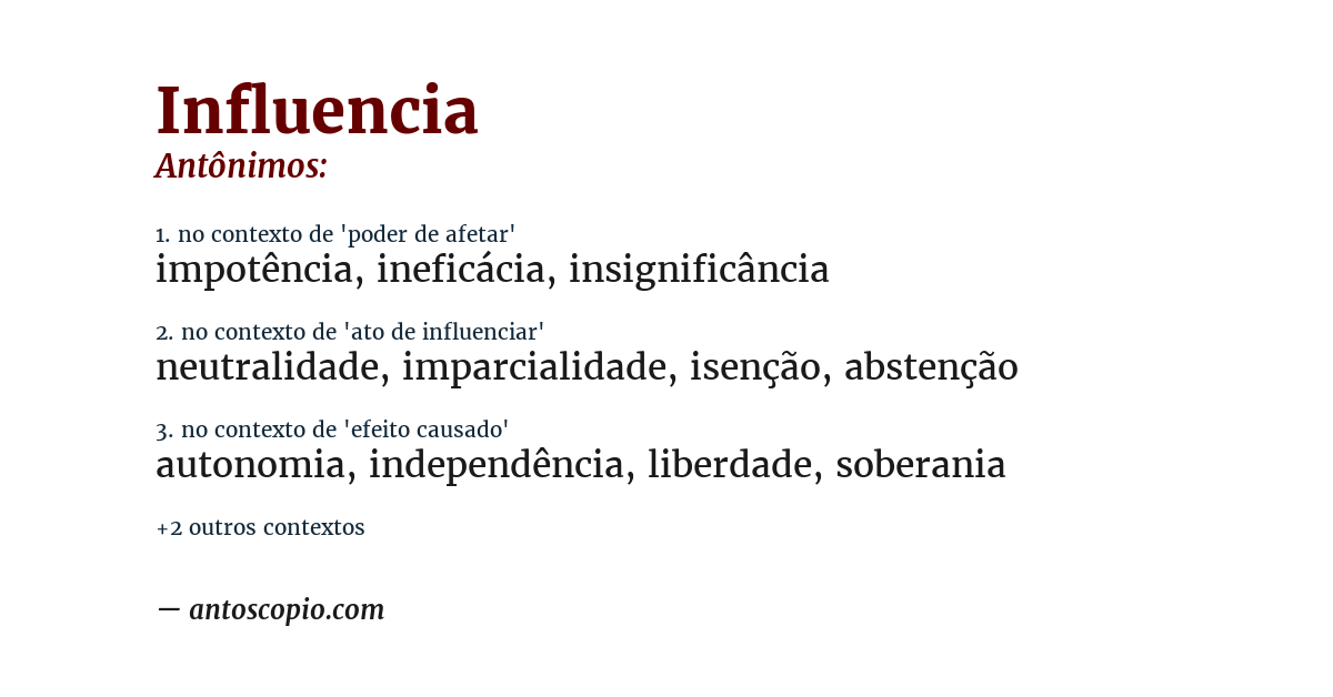 Antônimo de influencia