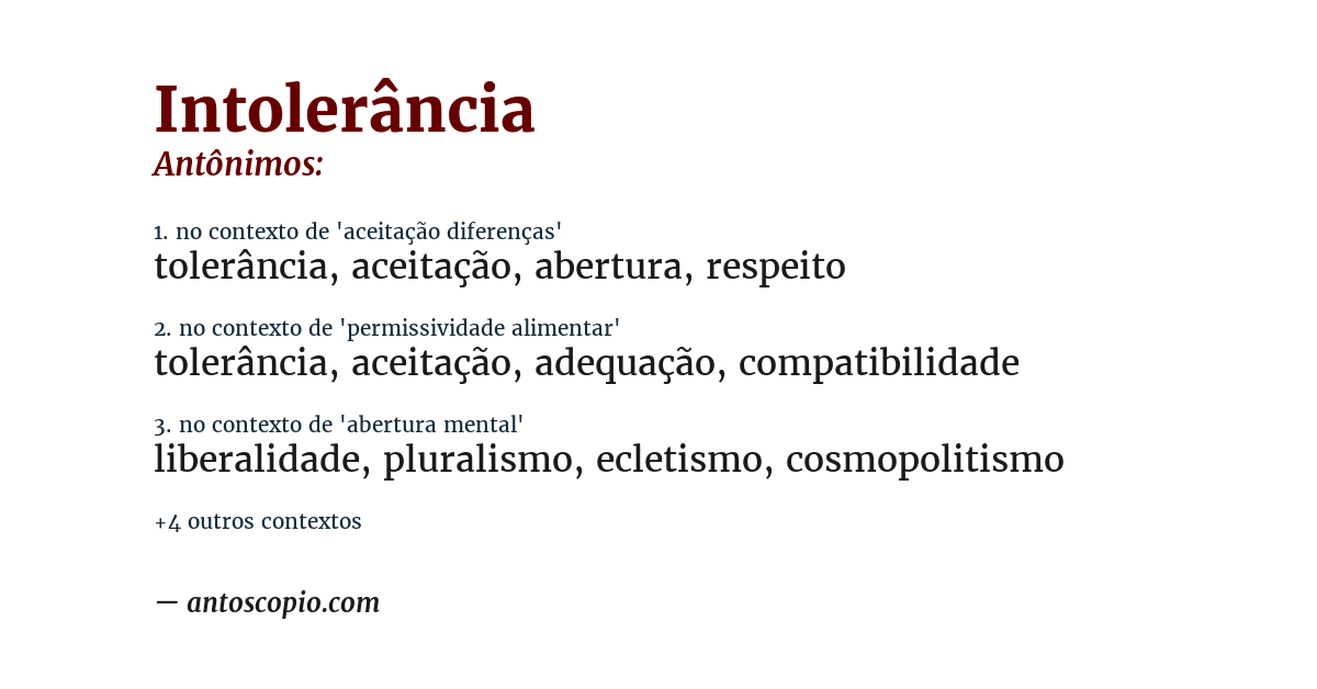 Antônimo de intolerância