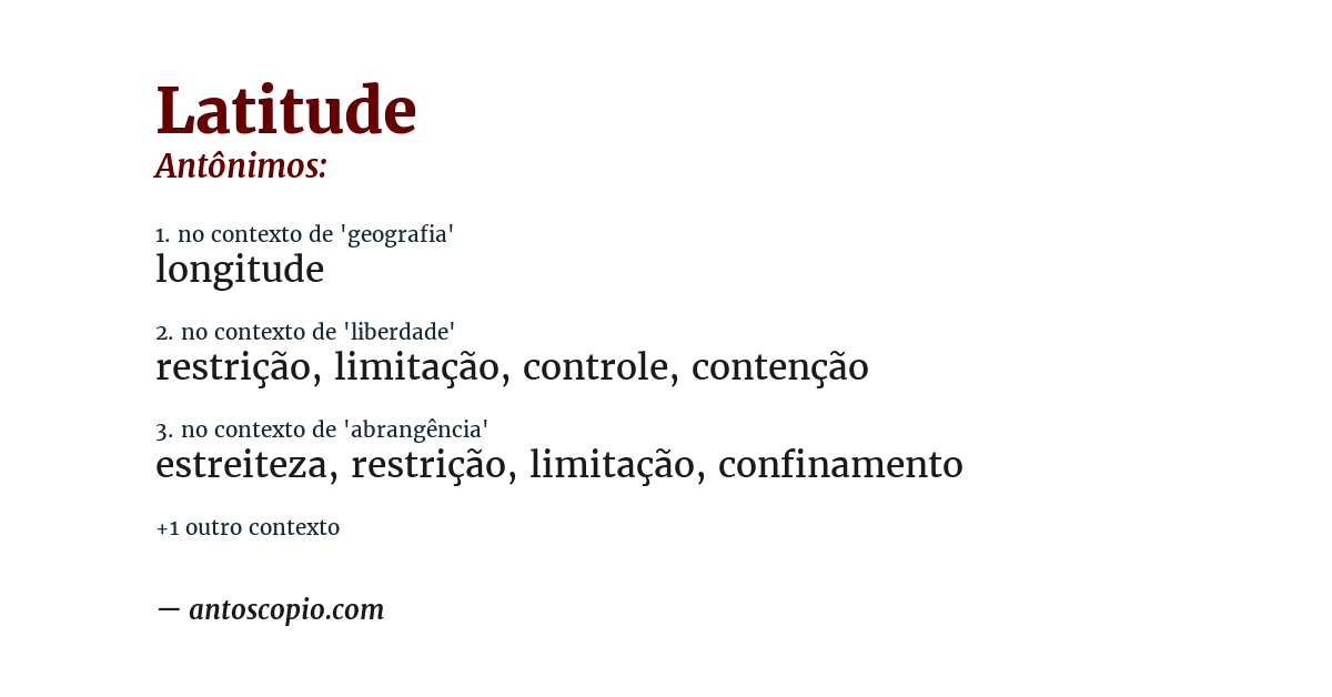 Antônimo de latitude