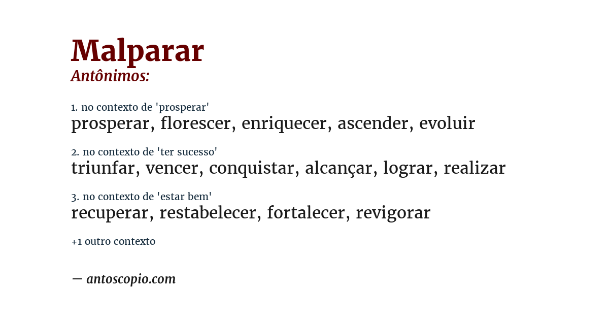 Antônimo de malparar