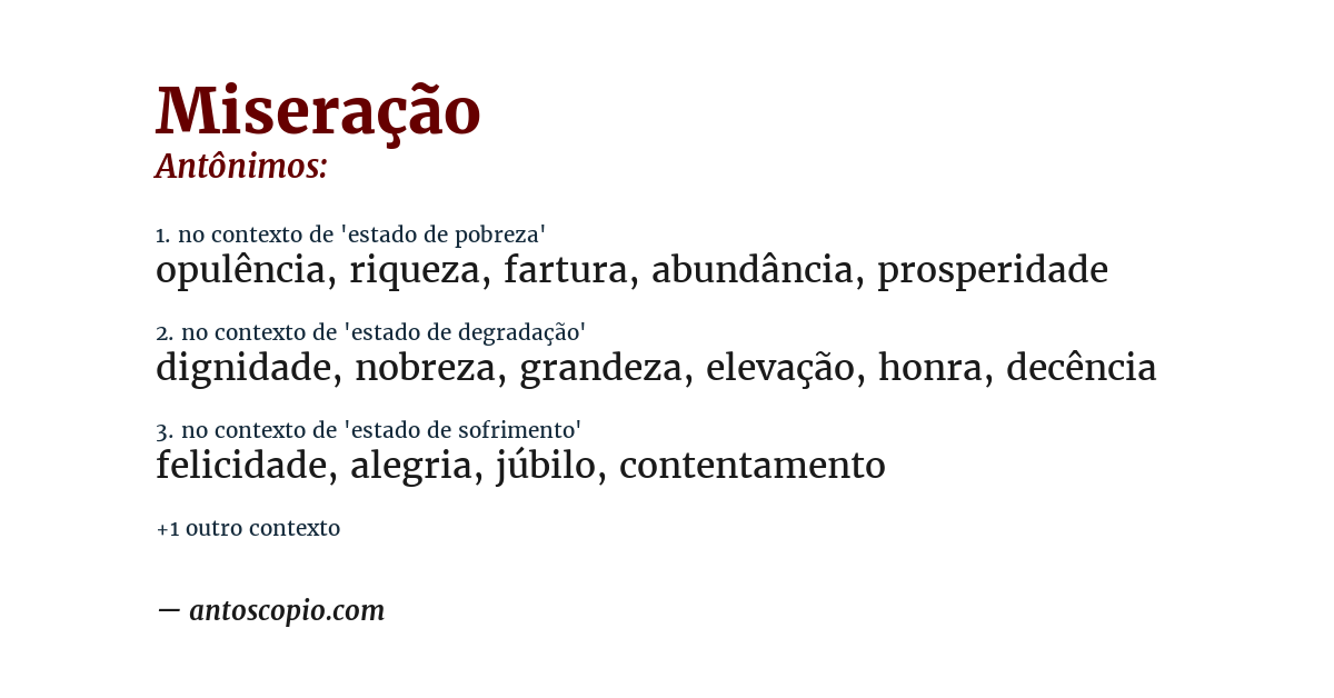 Antônimo de miseração