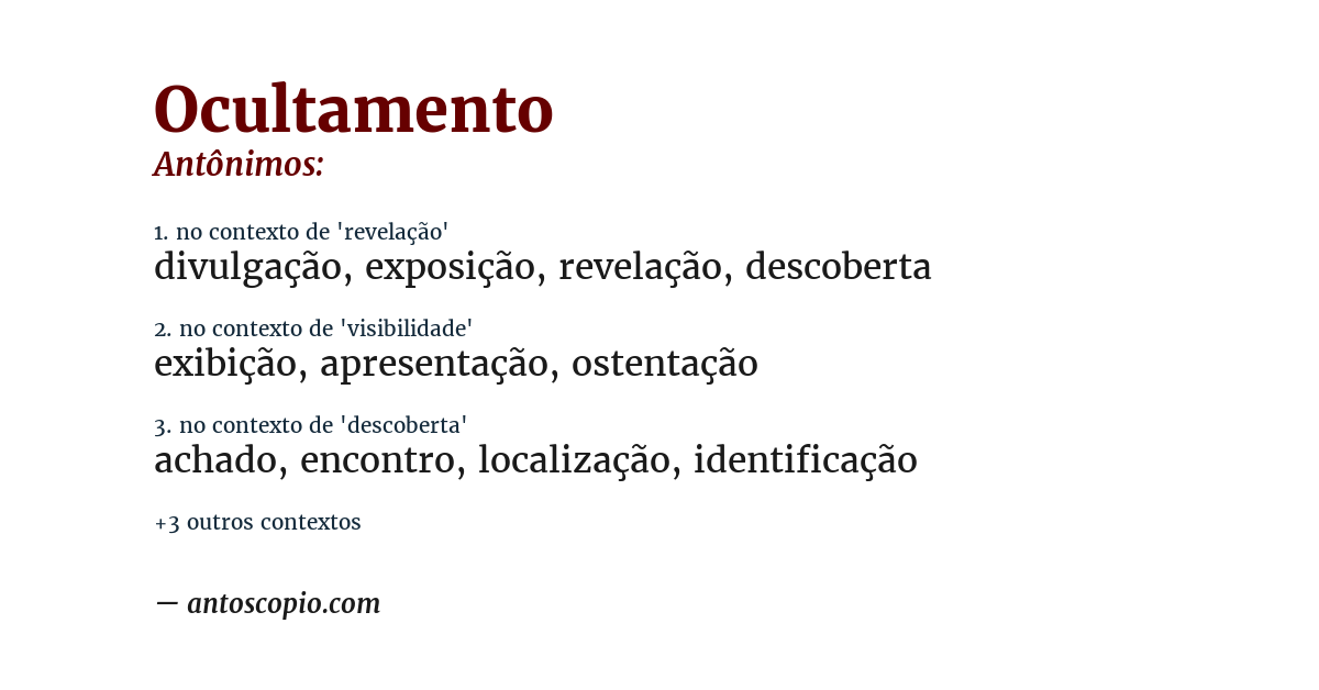 Antônimo de ocultamento