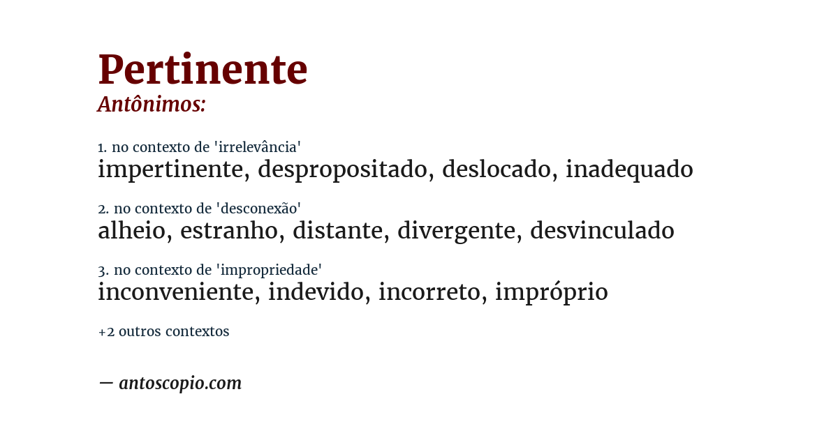 Antônimo de pertinente