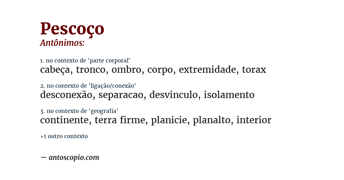 Antônimo de pescoço