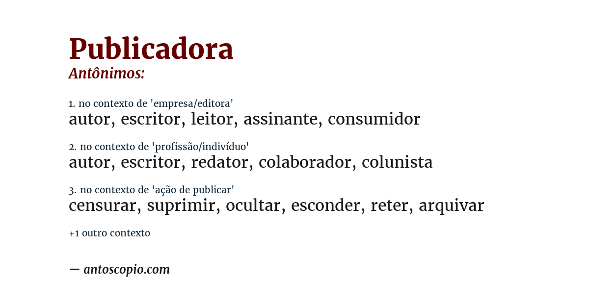 Antônimo de publicadora