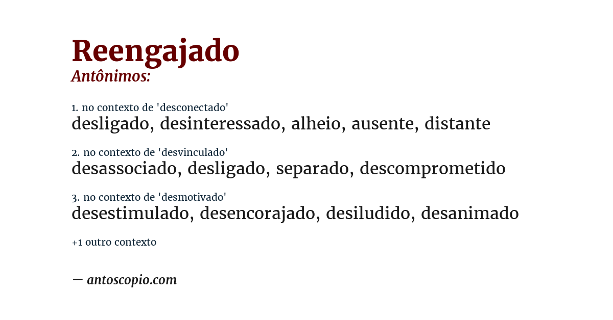 Antônimo de reengajado