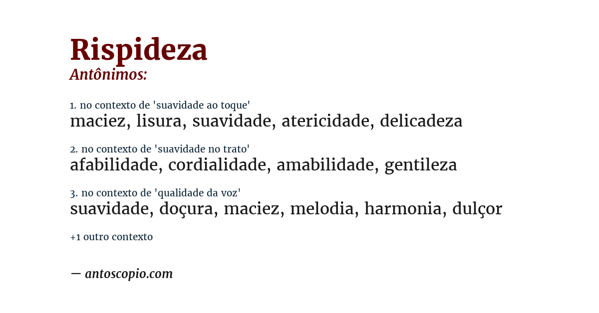 Antônimo de rispideza