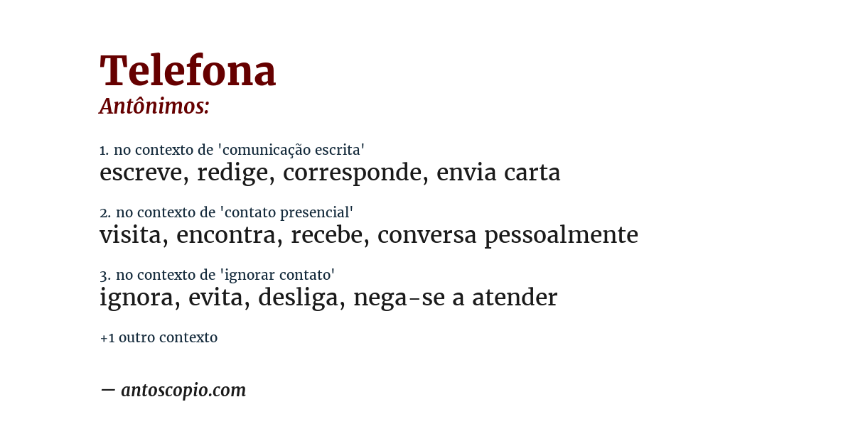 Antônimo de telefona