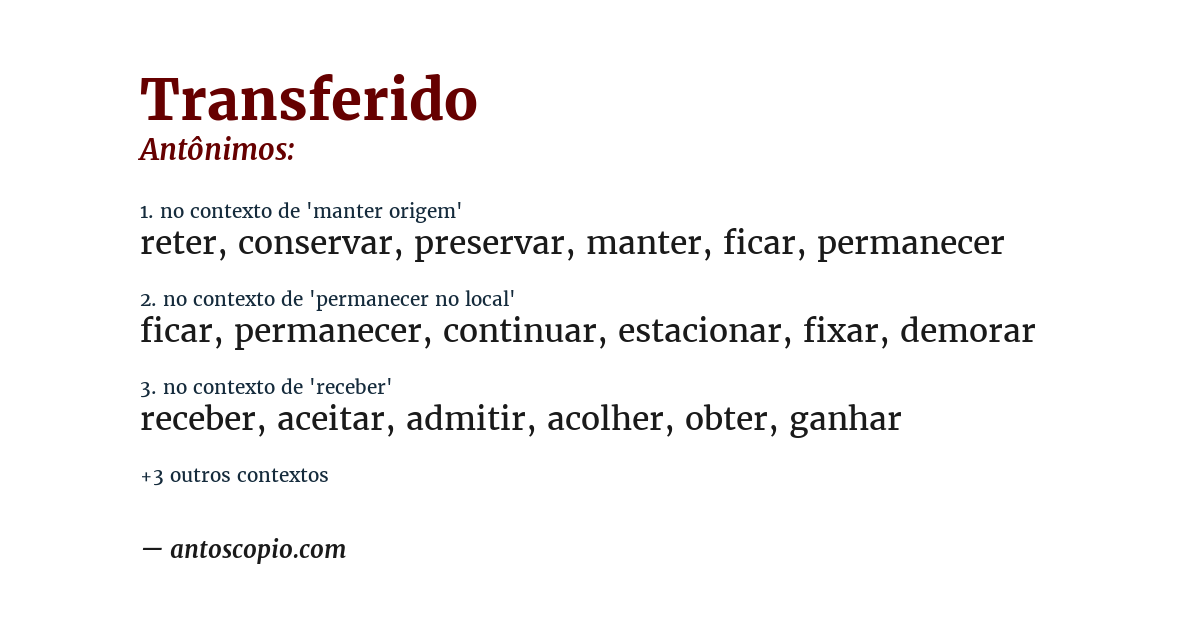 Antônimo de transferido