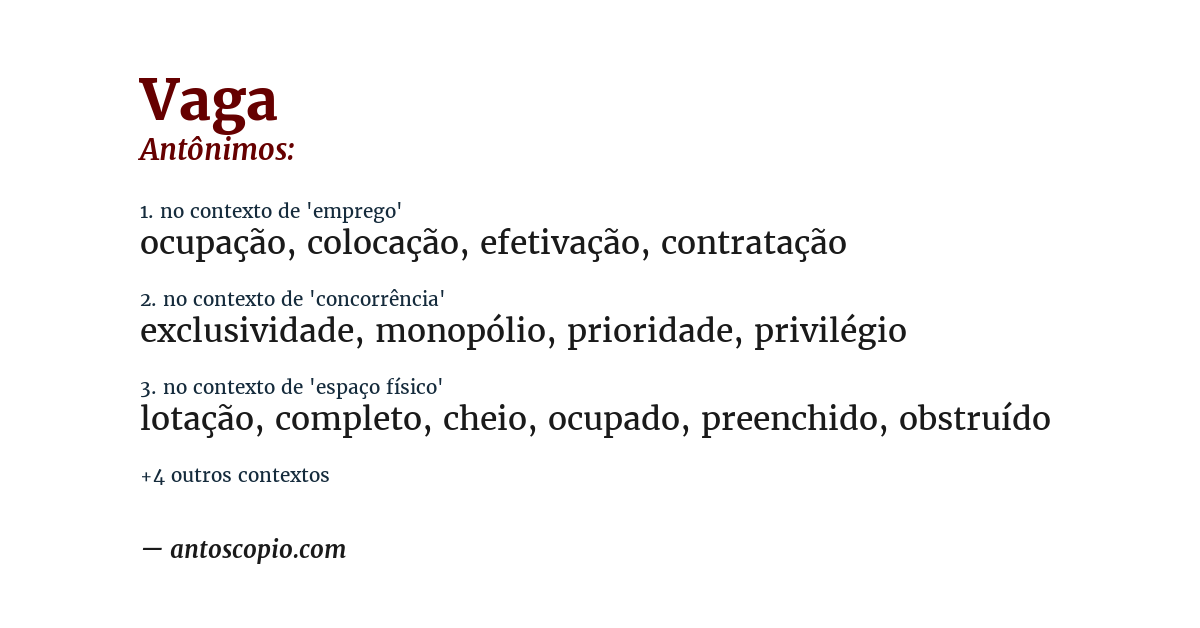 Antônimo de vaga