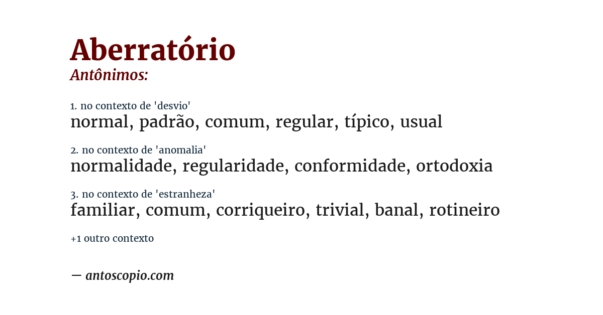 Antônimo de aberratório
