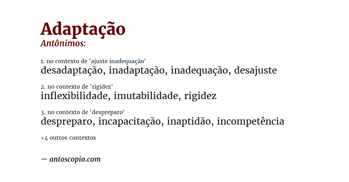 Antônimo de adaptação