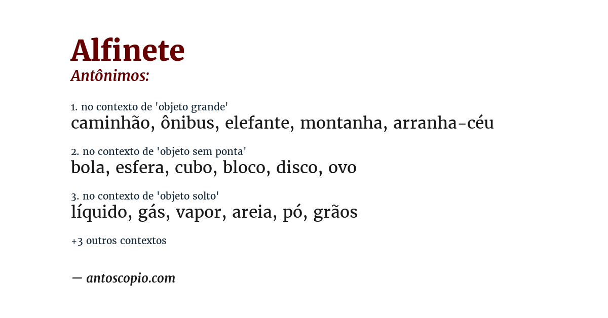 Antônimo de alfinete