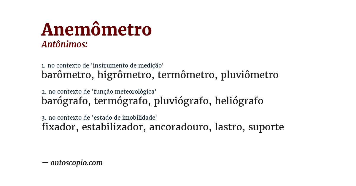 Antônimo de anemômetro