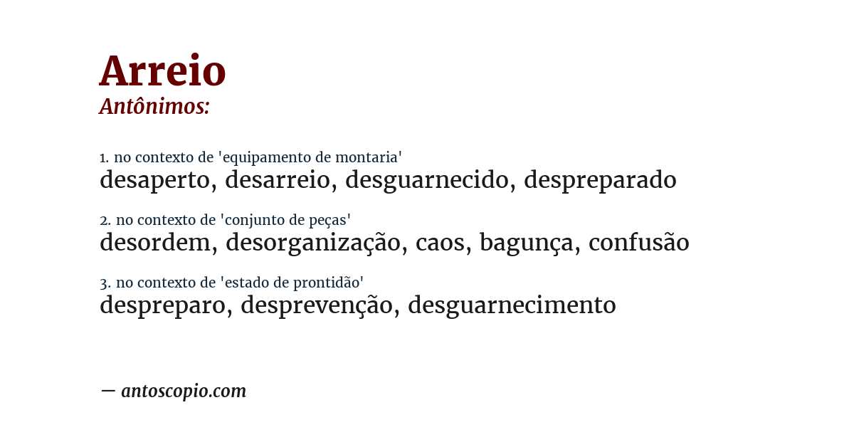 Antônimo de arreio