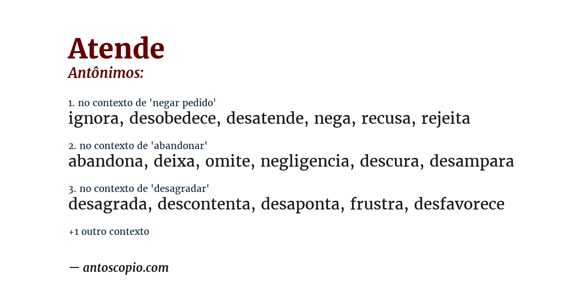 Antônimo de atende