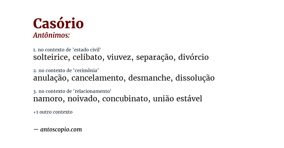 Antônimo de casório